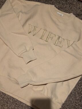 Wifey Embroidered Sweatshirt - Cream